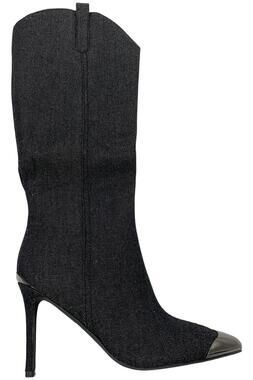 London Rag Women's Ridda Metallic Cap Toe Boots Denim - Medium